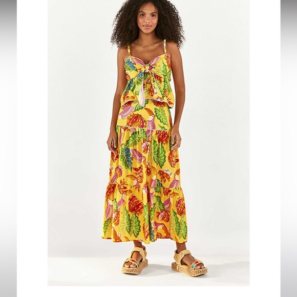 Farm Rip beaks and bananas print linen tank top sleeveless XL - Picture 2 of 3